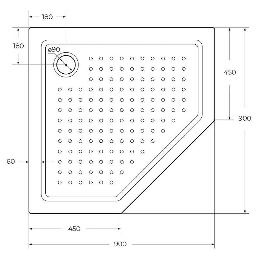 Акриловый поддон для душа Cezares Tray A 90х90 TRAY-A-P-90-15-W0 Белый