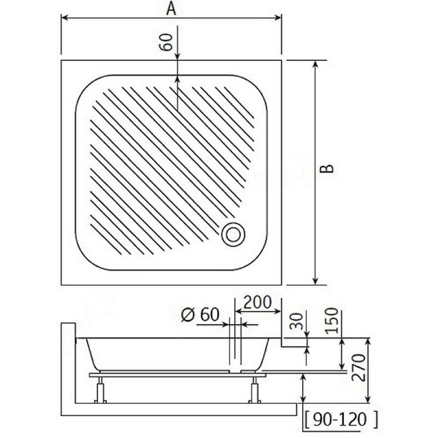 Акриловый поддон для душа RGW Acrylic B/CL-S-A 90x90 16180199-51-A Белый