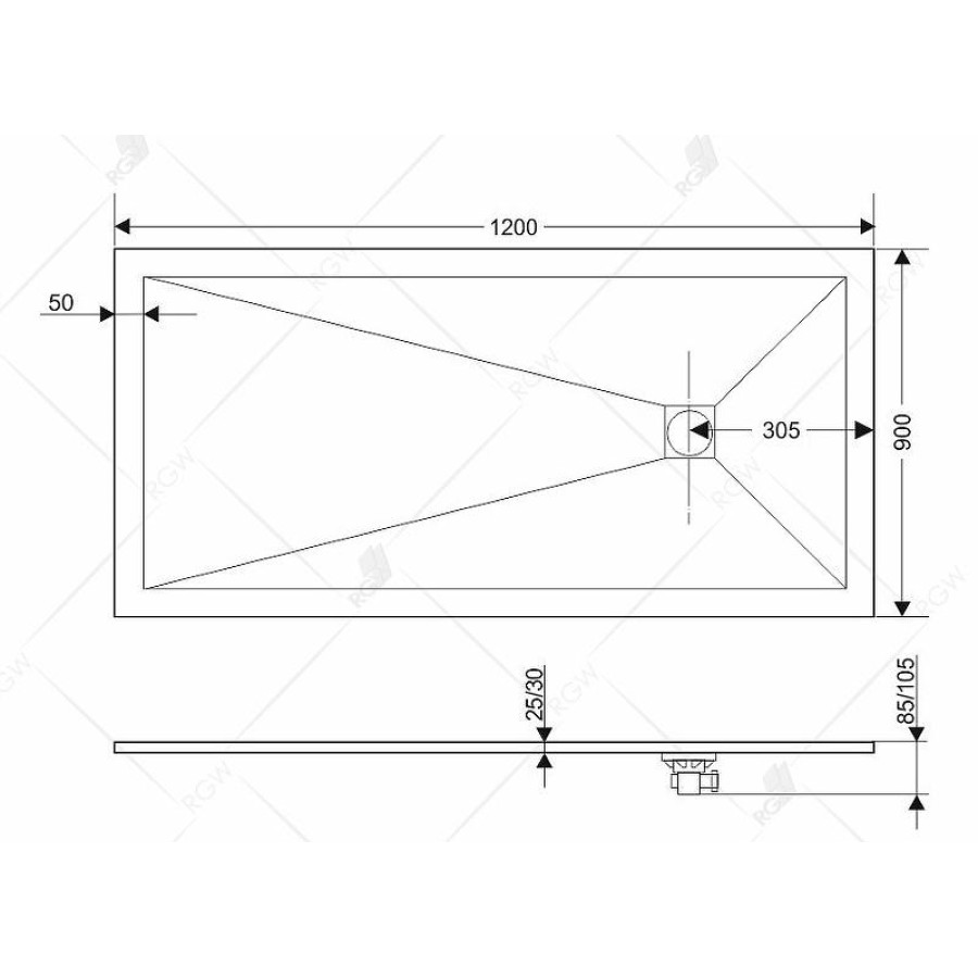 Душевой поддон из искусственного камня RGW Stone Tray ST-De 120x90 16152912-13 Песчаный