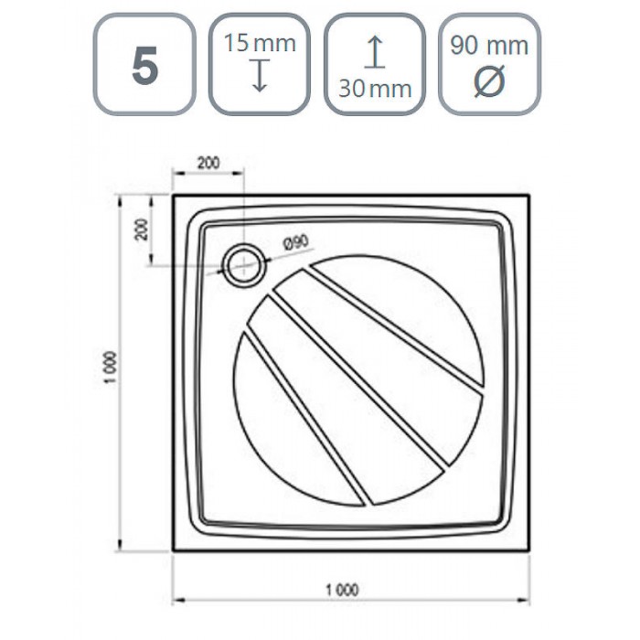 Душевой поддон из искусственного камня Ravak Perseus Pro 100x100 XA03AA01010WM Белый матовый