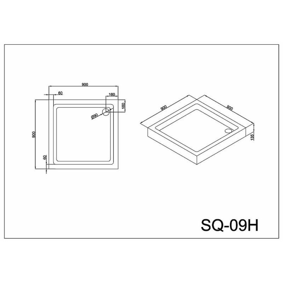 Акриловый поддон для душа Black&White Stellar Wind Easy Plumb SQ-09H 90x90 09hsq00 Белый