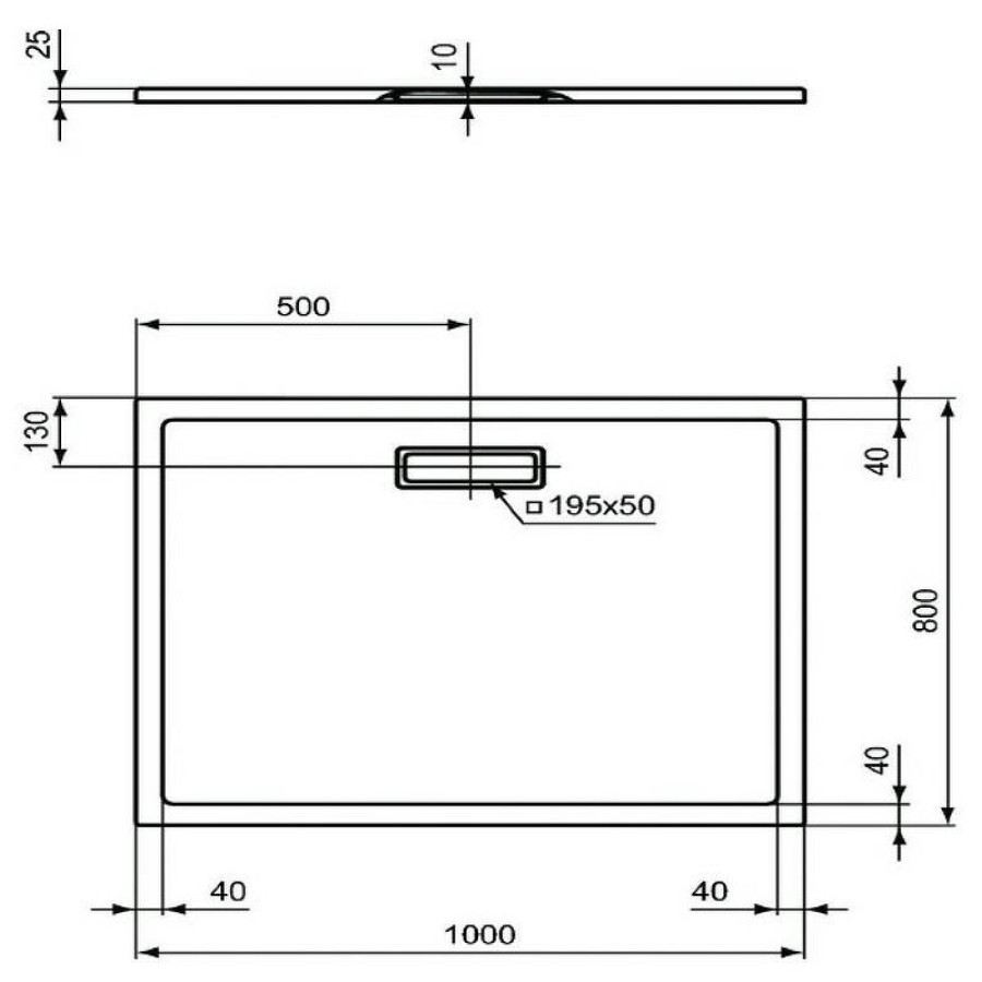 Акриловый поддон для душа Ideal Standard Ultraflat New 100х80 T4468V3 Черный шелк