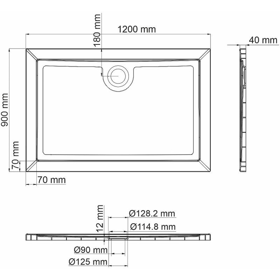 Душевой поддон из стеклопластика WasserKRAFT Salm 120x90 27T07 Белый глянец