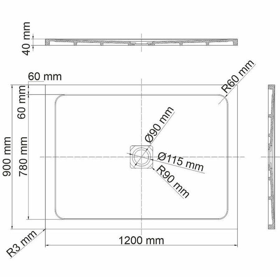 Душевой поддон из искусственного камня WasserKRAFT Dinkel 120х90 58T07 Белый глянец