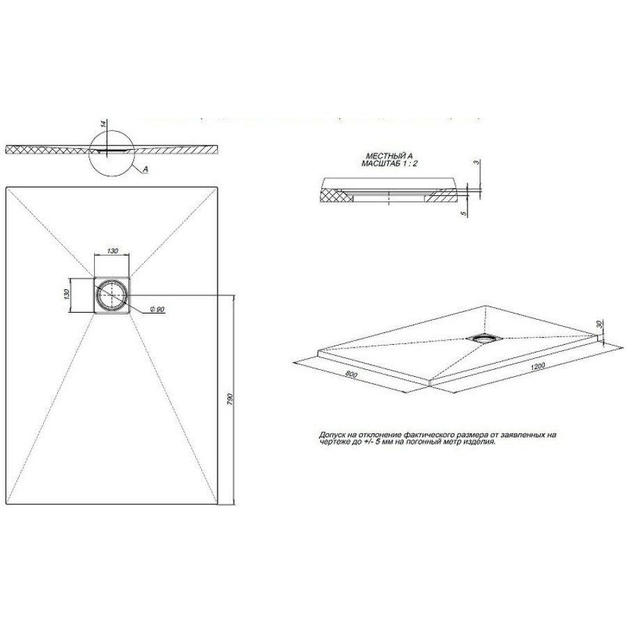 Душевой поддон из искусственного камня Allen Brau Priority 120x80 8.31006-AM Антрацит