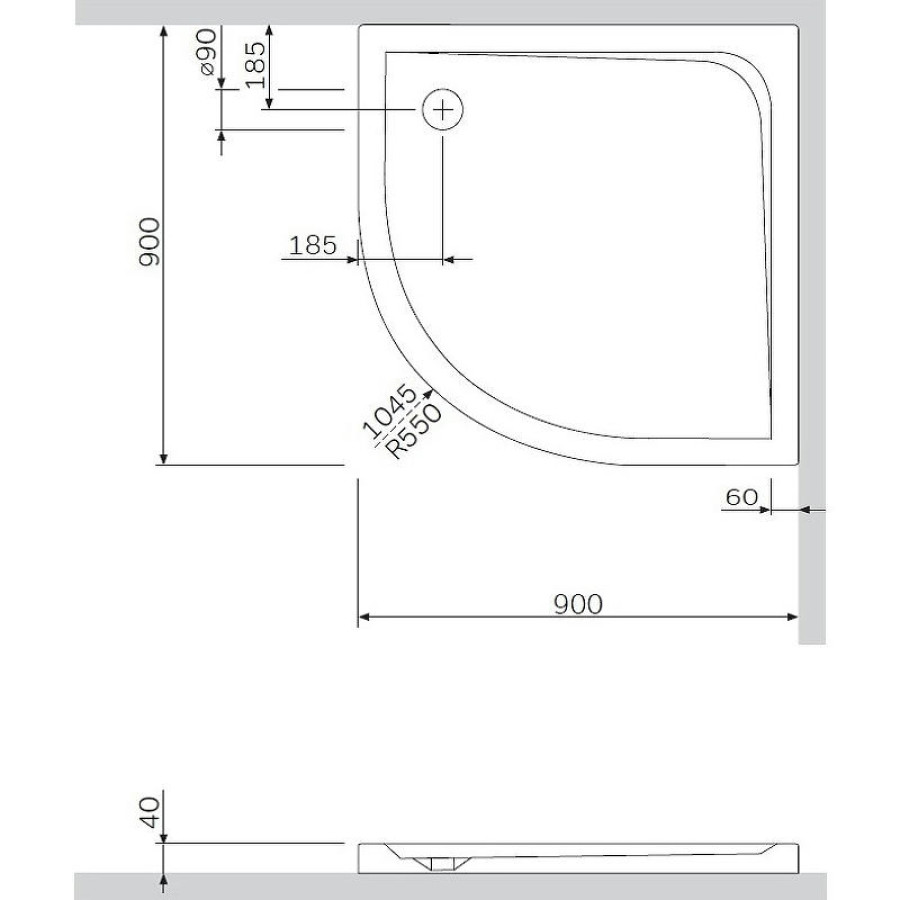 Акриловый поддон для душа AM.PM Spirit W7AT-GSR0-090W Белый