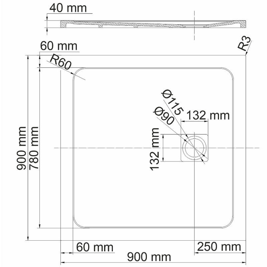 Душевой поддон из искусственного камня WasserKRAFT Neime 90х90 19T03 Черный матовый