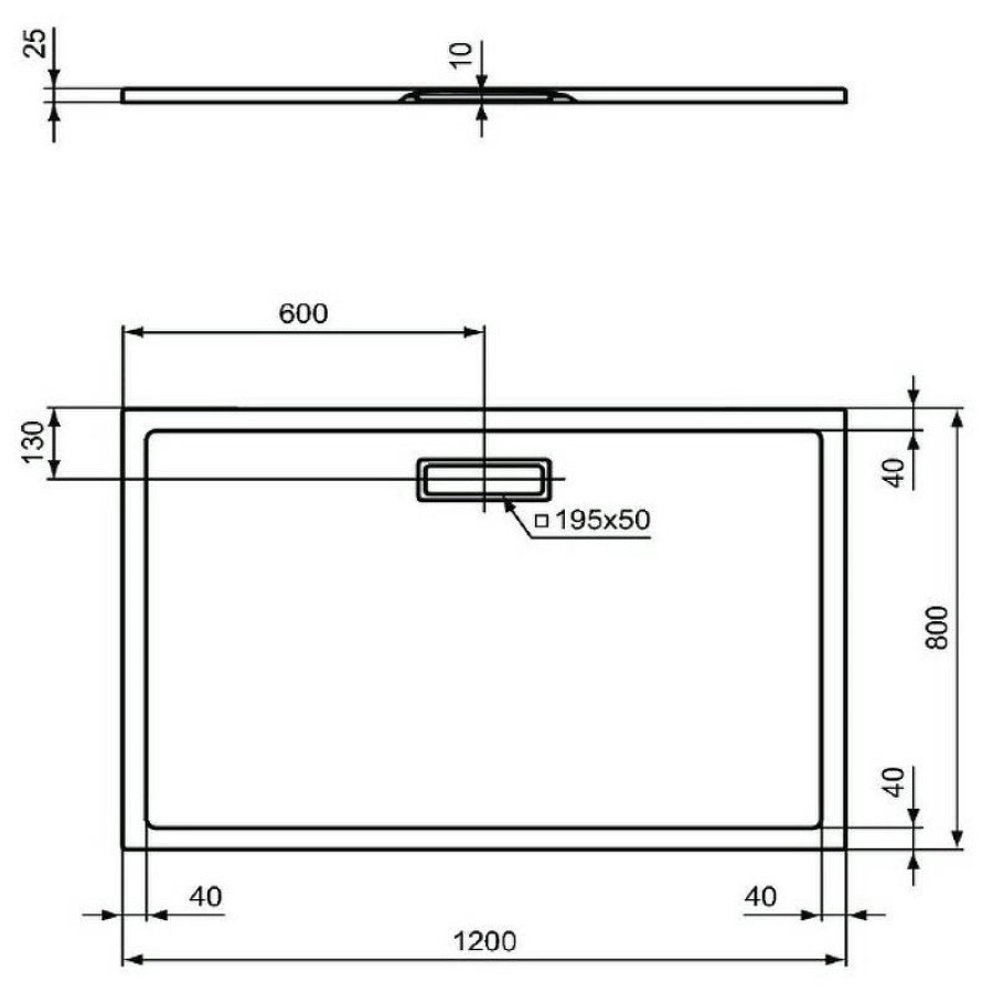 Акриловый поддон для душа Ideal Standard Ultraflat New 120х80 T4469V3 Черный шелк