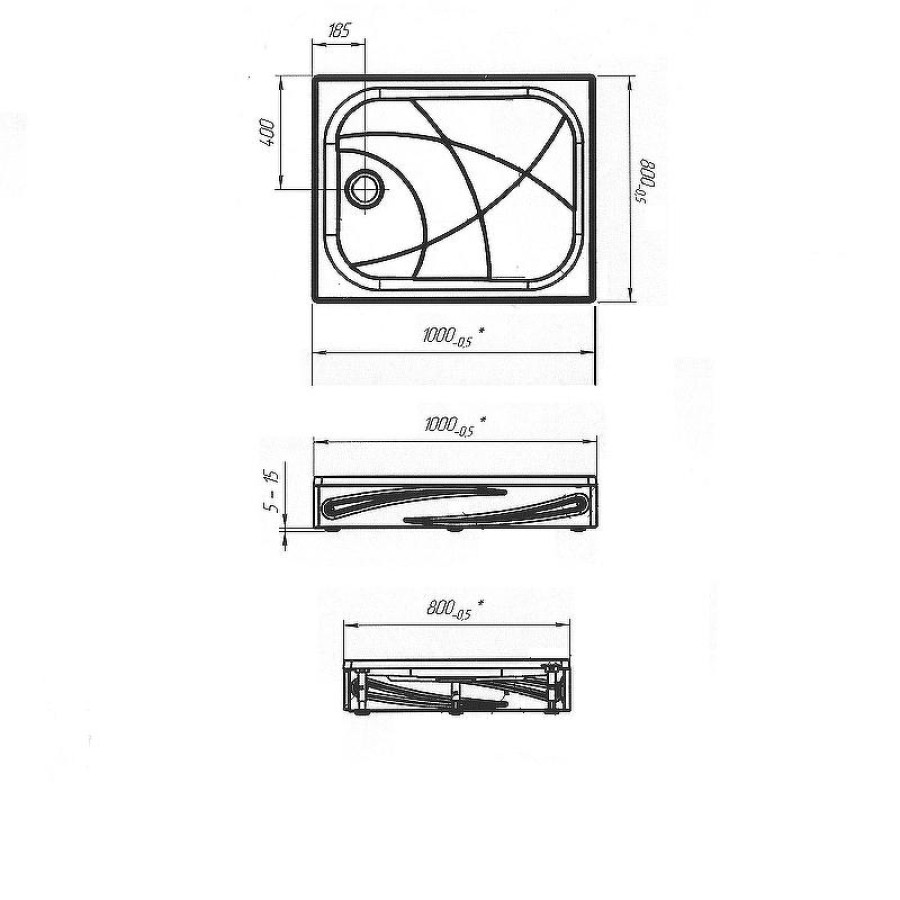 Акриловый поддон для душа 1MarKa Freya New 100x80 01пфн1080п Белый