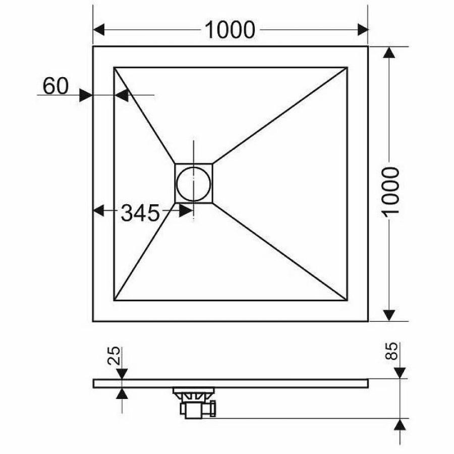 Душевой поддон из искусственного камня Grossman Strong 100x100 GR-S1100100Q Белый