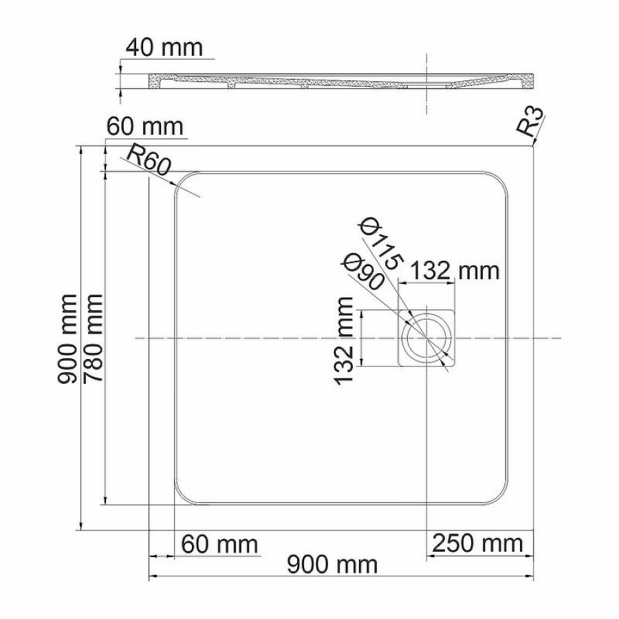 Душевой поддон из искусственного камня WasserKRAFT Rhin 90x90 44T03 Белый матовый