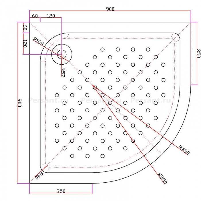 Акриловый поддон для душа Cezares Tray 90х90 TRAY-A-R-90-550-15-W-W0 Белый