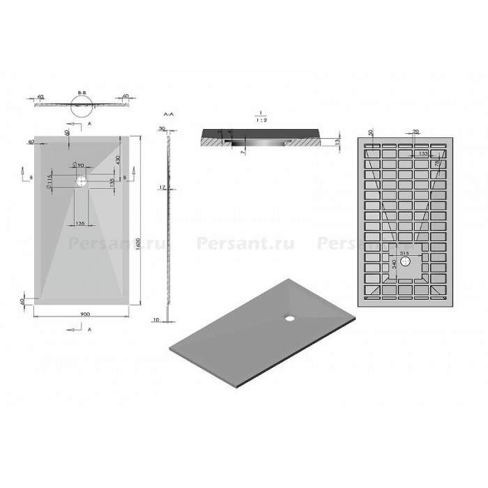 Душевой поддон из искусственного камня Vincea 160x90 VST-4SR9016W Белый матовый