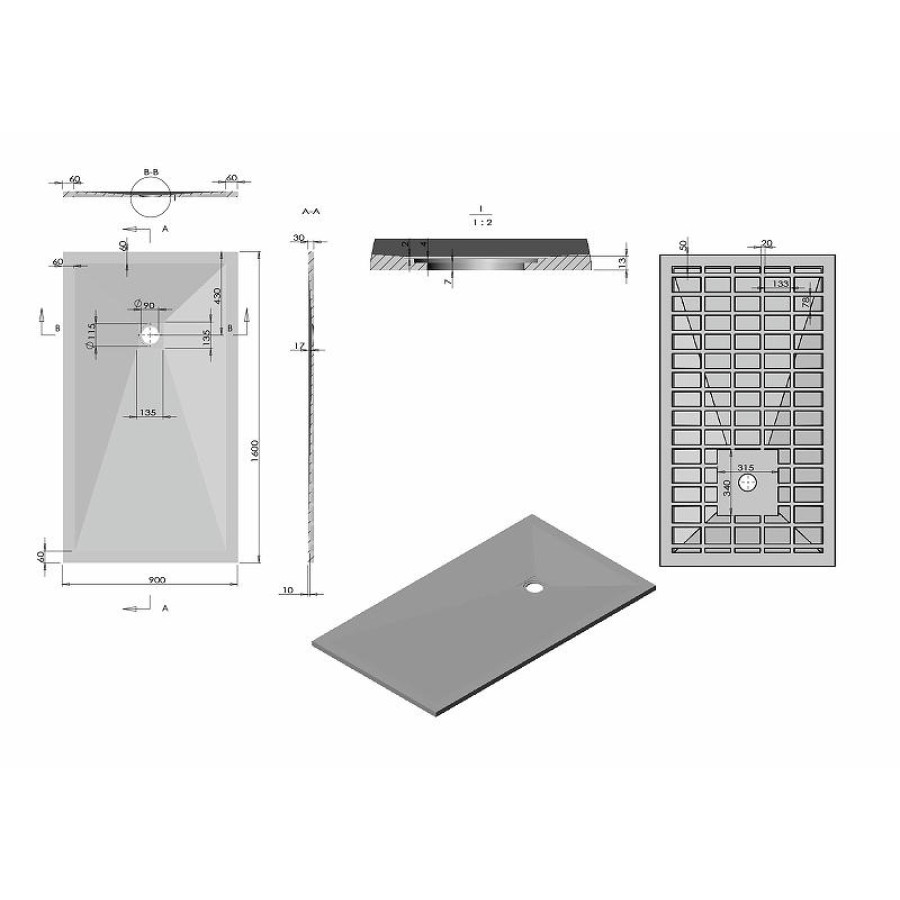 Душевой поддон из искусственного камня Vincea 160x90 VST-4SR9016W+Vsph-D132 Белый матовый