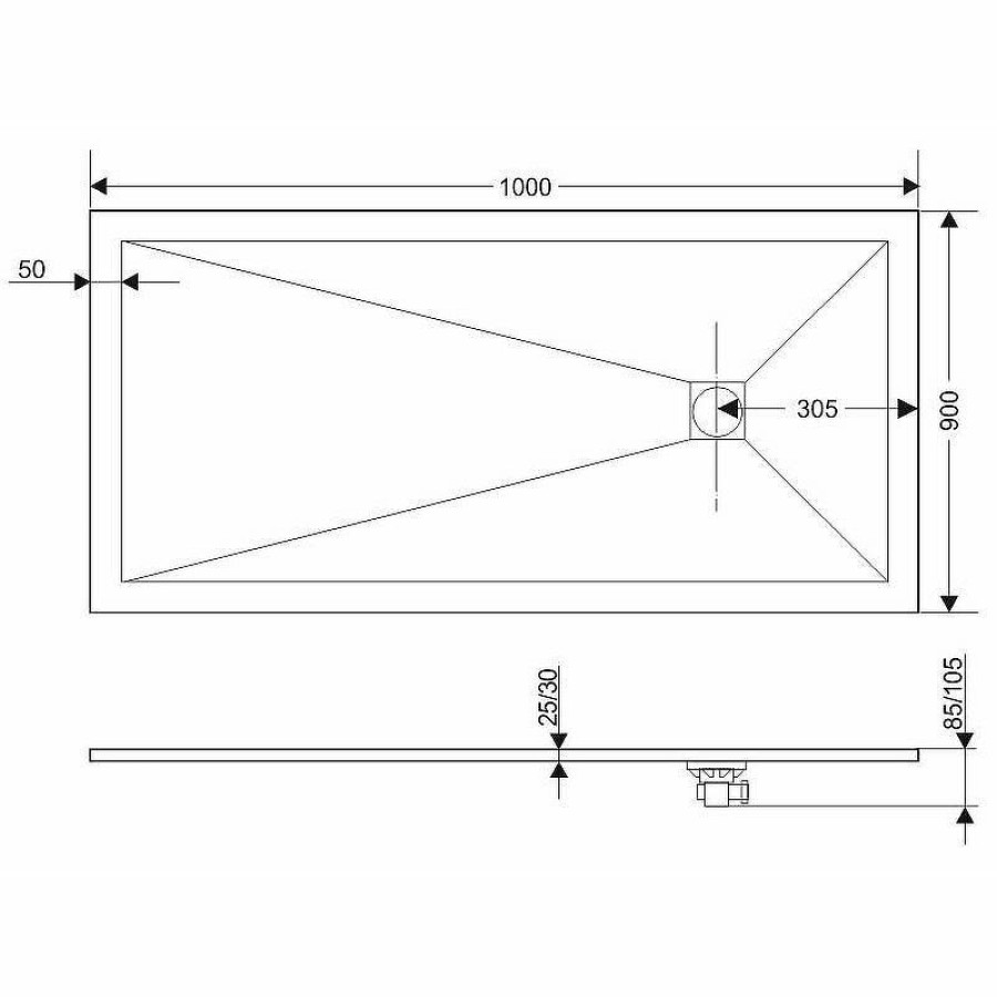 Душевой поддон из искусственного камня Grossman Strong 90x100 GR-S290100Q Графит