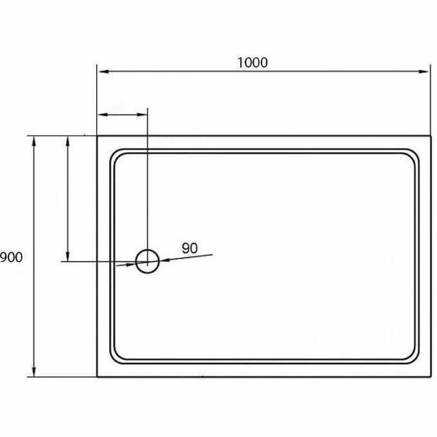 Акриловый поддон для душа Cezares Tray A 100x90 TRAY-A-AH-100/90-15-W Белый