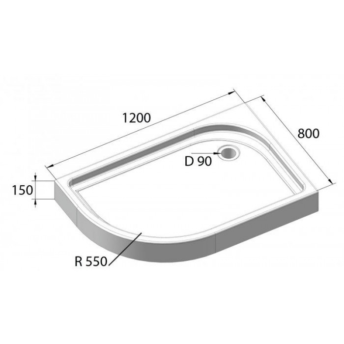 Акриловый поддон для душа BelBagno Tray 120x80x15 TRAY-BB-RH-120/80-550-15-W-R белый