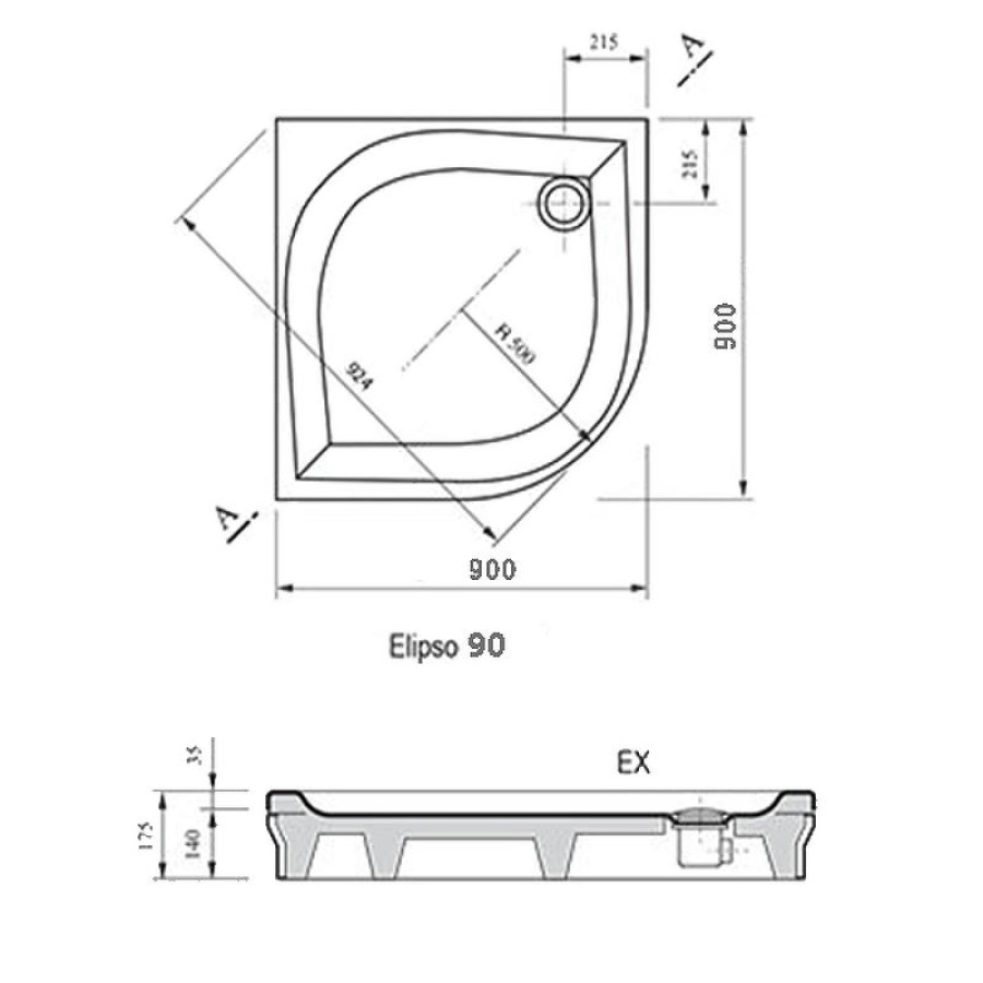Акриловый поддон для душа Ravak Galaxy Elipso EX 90х90 A227701310 Белый
