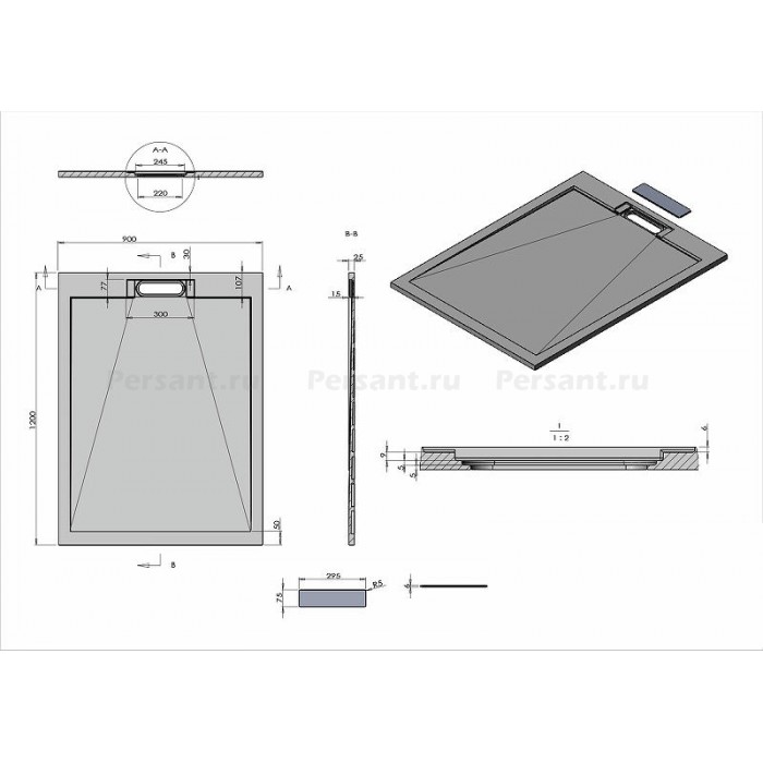 Душевой поддон из искусственного камня Vincea 120x90 VST-4SRL9012W Белый матовый