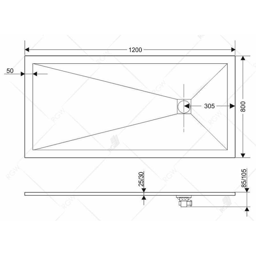 Душевой поддон из искусственного камня RGW Stone Tray ST-De 120x80 16152812-13 Песчаный