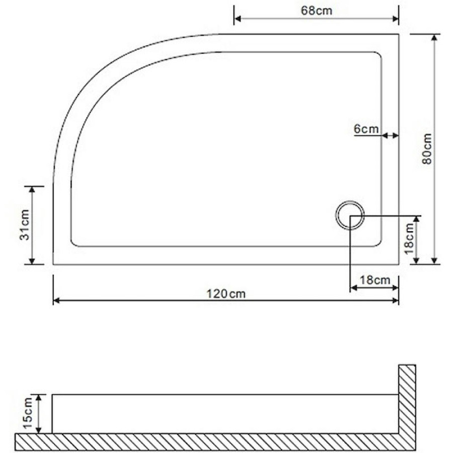 Акриловый поддон для душа Grossman 120х80 GR-119212020L Белый