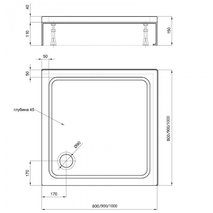 Акриловый поддон для душа Aquatek 80x80 DPA-0000008 Белый