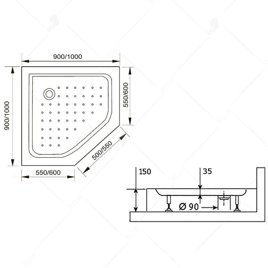 Акриловый поддон для душа RGW Acrylic LUX/TN-TR 90x90 16180599-41 Белый