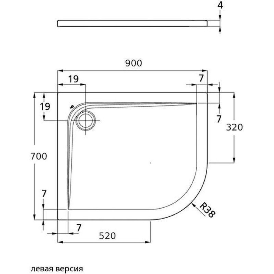 Акриловый поддон для душа Ideal Standard Ultraflat 90х70 L K240301 Euro White