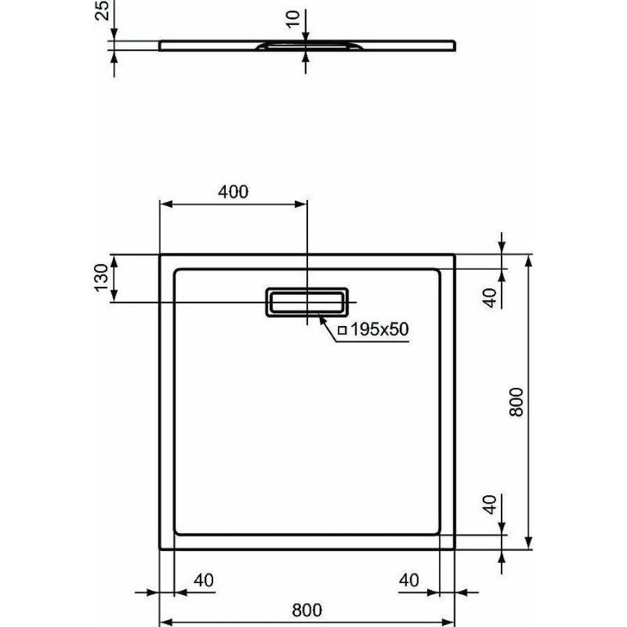 Акриловый поддон для душа Ideal Standard Ultraflat New 80х80 T4466V3 Черный шелк