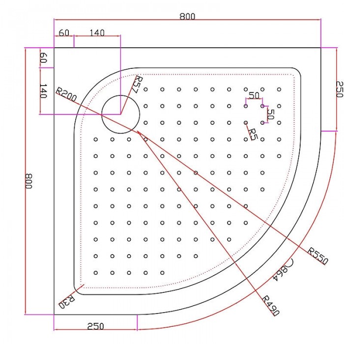 Акриловый поддон для душа Cezares Tray 80x80 TRAY-A-R-80-550-15-W Белый