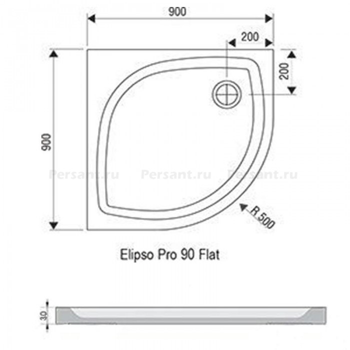 Душевой поддон из искусственного камня Ravak Elipso Pro 90х90 Flat XA237711010 Белый