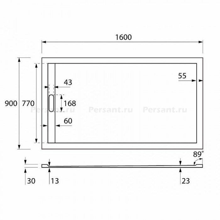 Душевой поддон из искусственного камня Cezares Tray AS 160x90 TRAY-AS-AH-160/90-30-W Белый