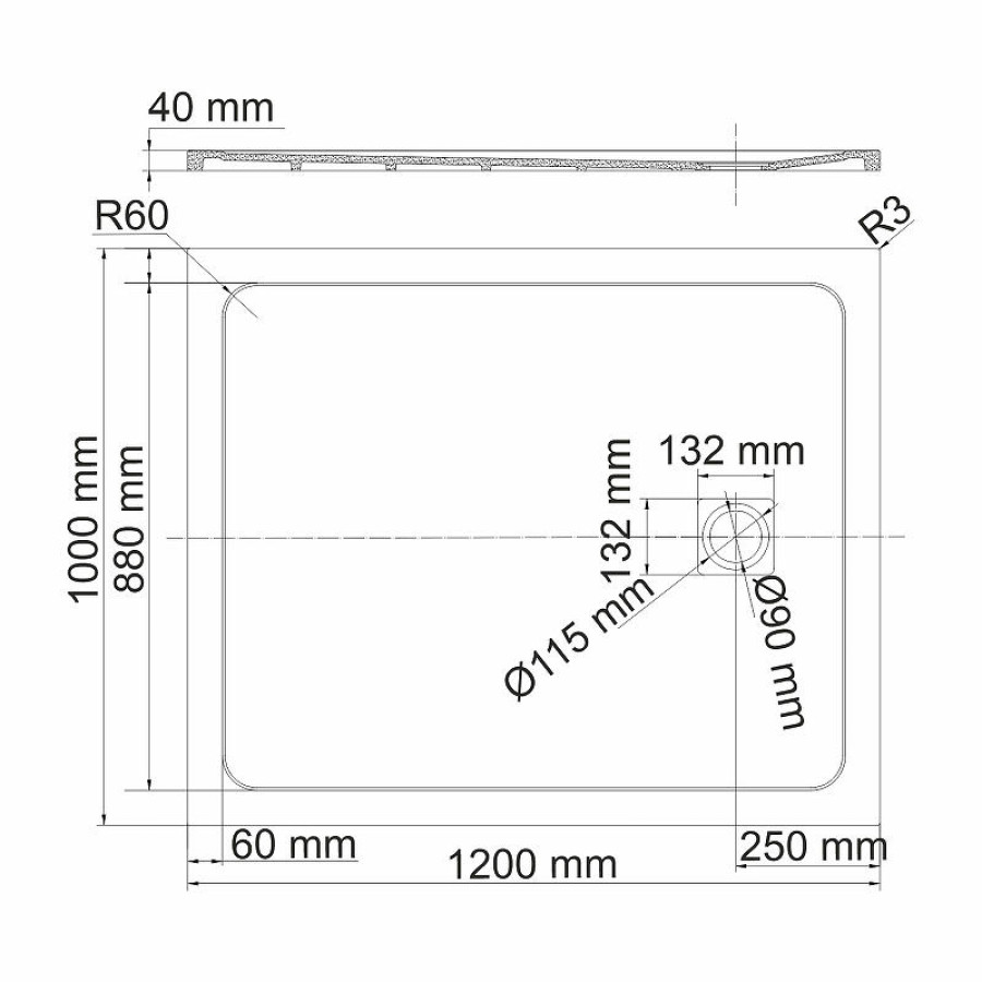 Душевой поддон из искусственного камня WasserKRAFT Neime 120х100 19T10 Черный матовый