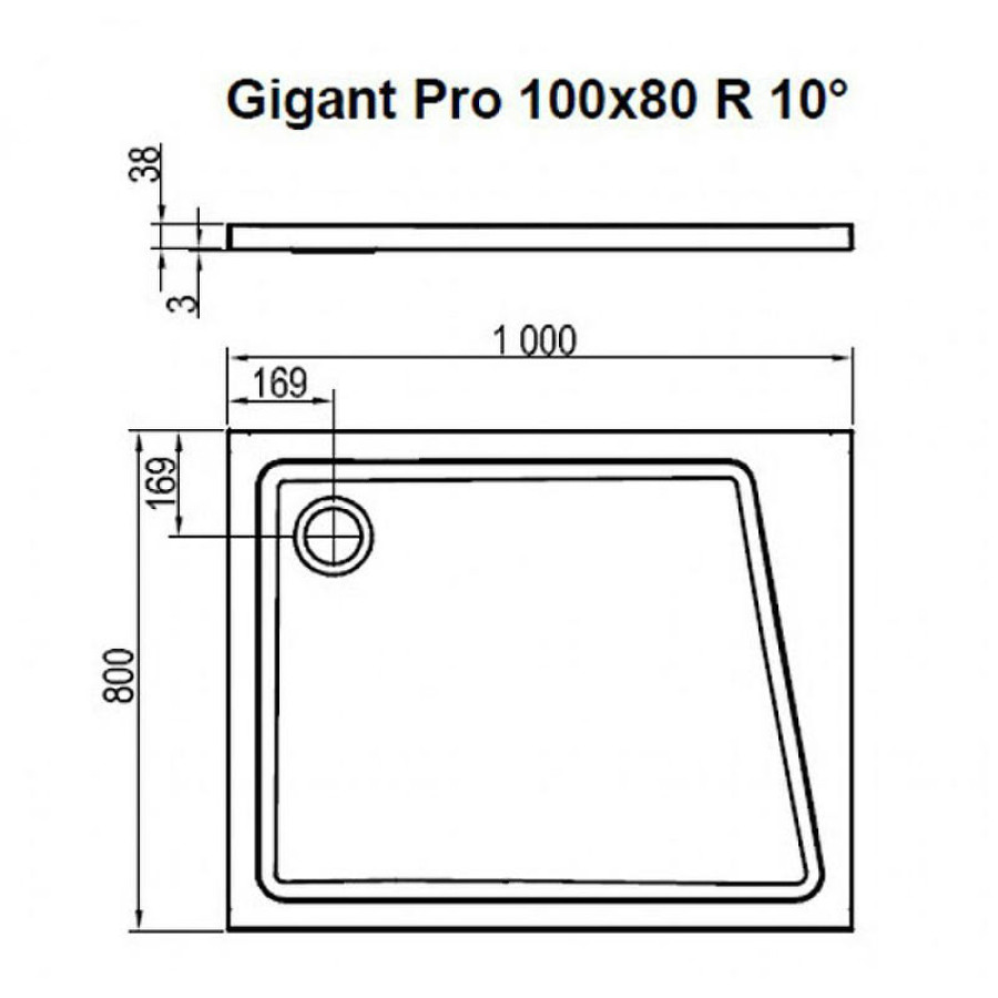 Душевой поддон из искусственного камня Ravak 10° Gigant Pro 100х80 XA05A40101P Белый