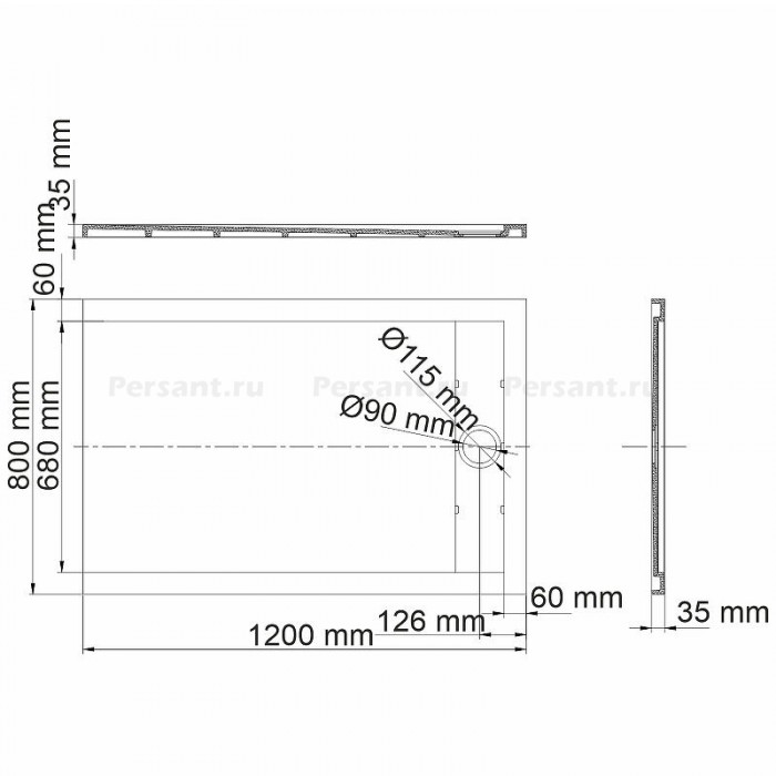 Душевой поддон из искусственного камня WasserKRAFT Mindel 120х80 85T06 Белый матовый