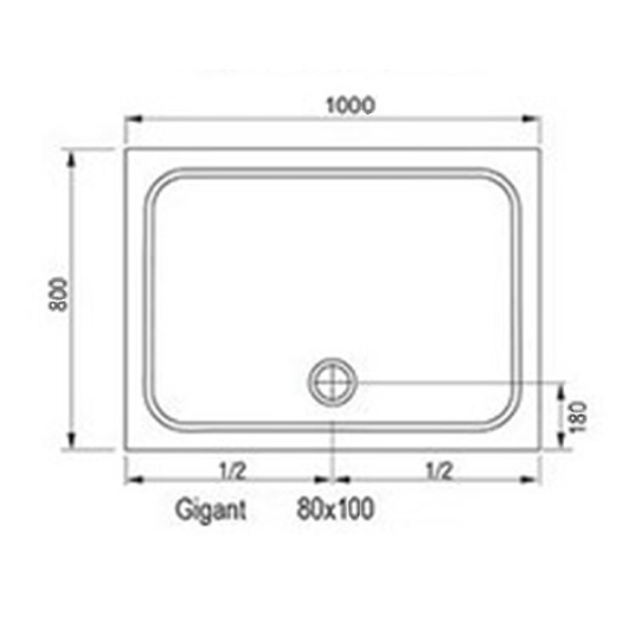 Акриловый поддон для душа Ravak Gigant 100x80 LA XA01A401210 Белый