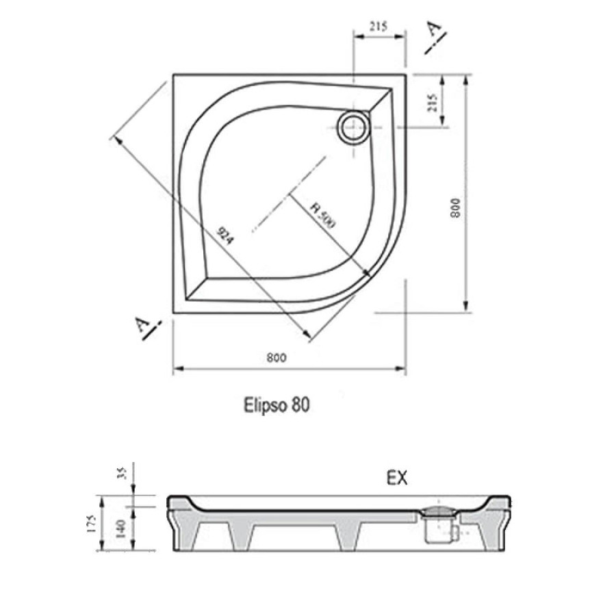 Акриловый поддон для душа Ravak Galaxy Elipso EX 80х80 A224401310 Белый