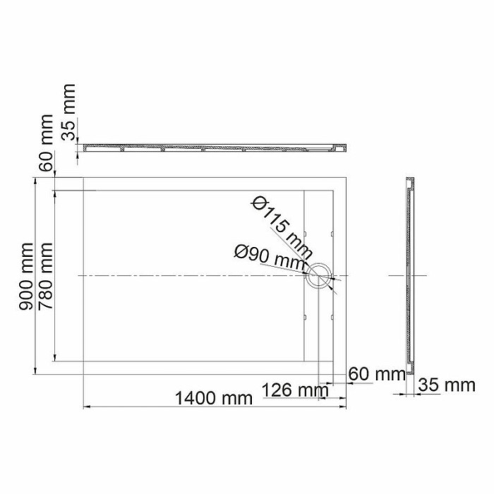 Душевой поддон из искусственного камня WasserKRAFT Rhin 140x90 44T36 Белый матовый
