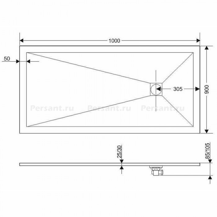 Душевой поддон из искусственного камня Grossman Strong 90x100 GR-S190100Q Белый