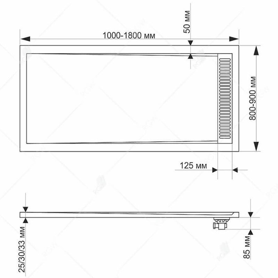 Душевой поддон из искусственного камня RGW Stone Tray STM-109W 100x90 14202910-01 Белый