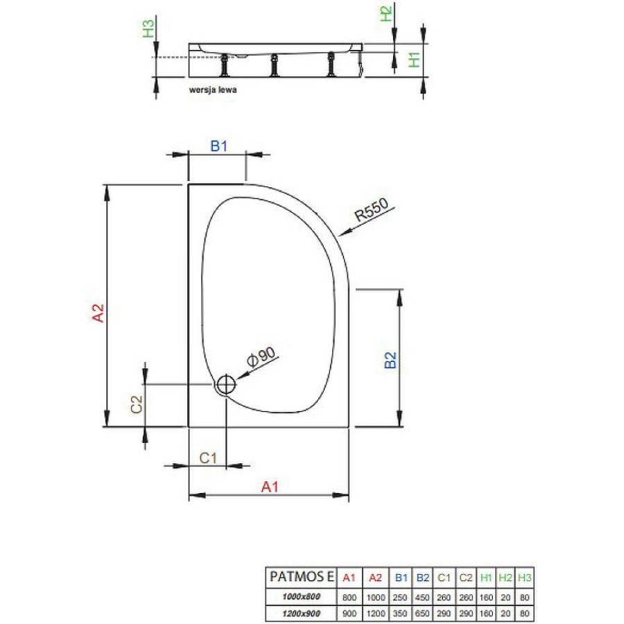 Акриловый поддон для душа Radaway Patmos E 120x90 R 4P91217-03R Белый