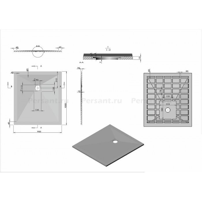 Душевой поддон из искусственного камня Vincea 100x90 VST-4SR9010W Белый матовый
