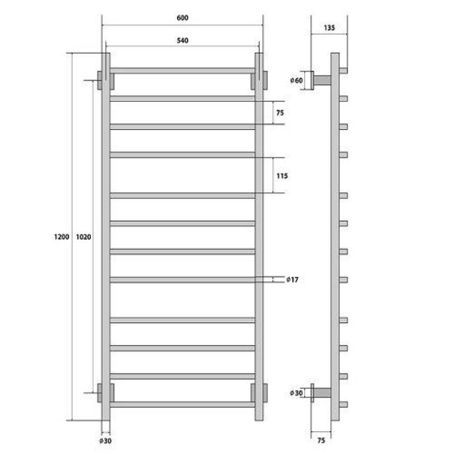 Полотенцесушитель электрический Energy Grand 1200x600