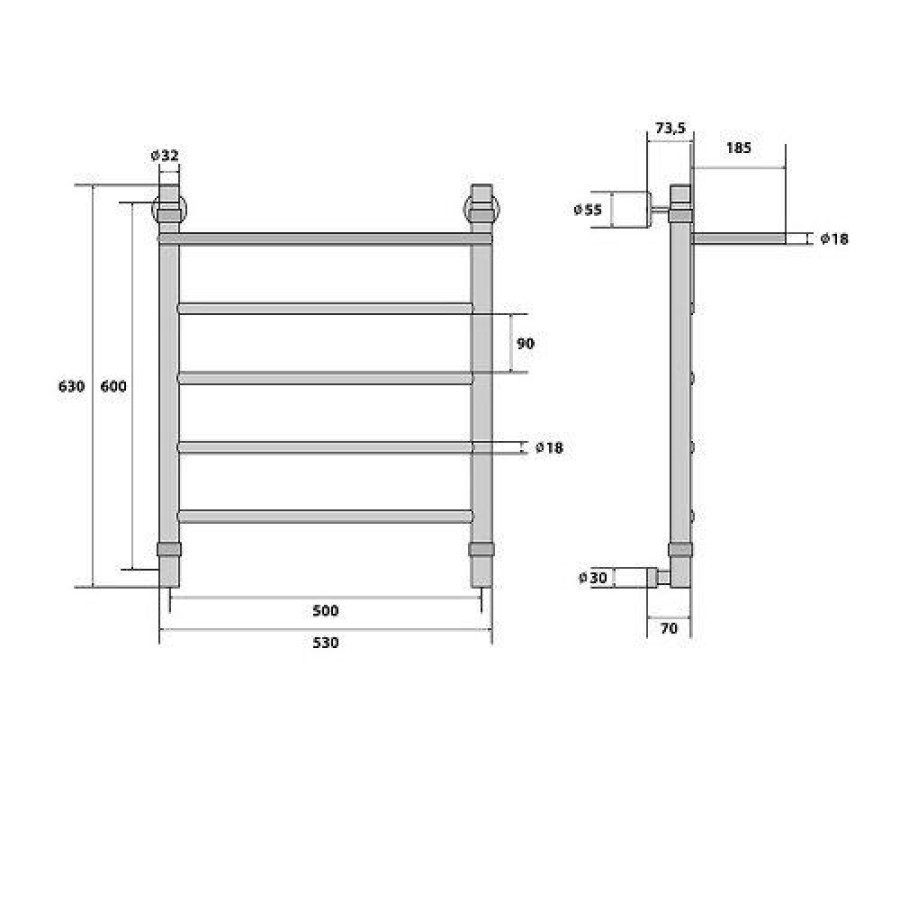 Полотенцесушитель водяной Energy Classic Modus 600x500