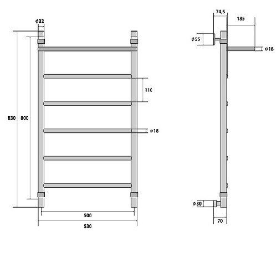 Полотенцесушитель водяной Energy Classic Modus 800x500