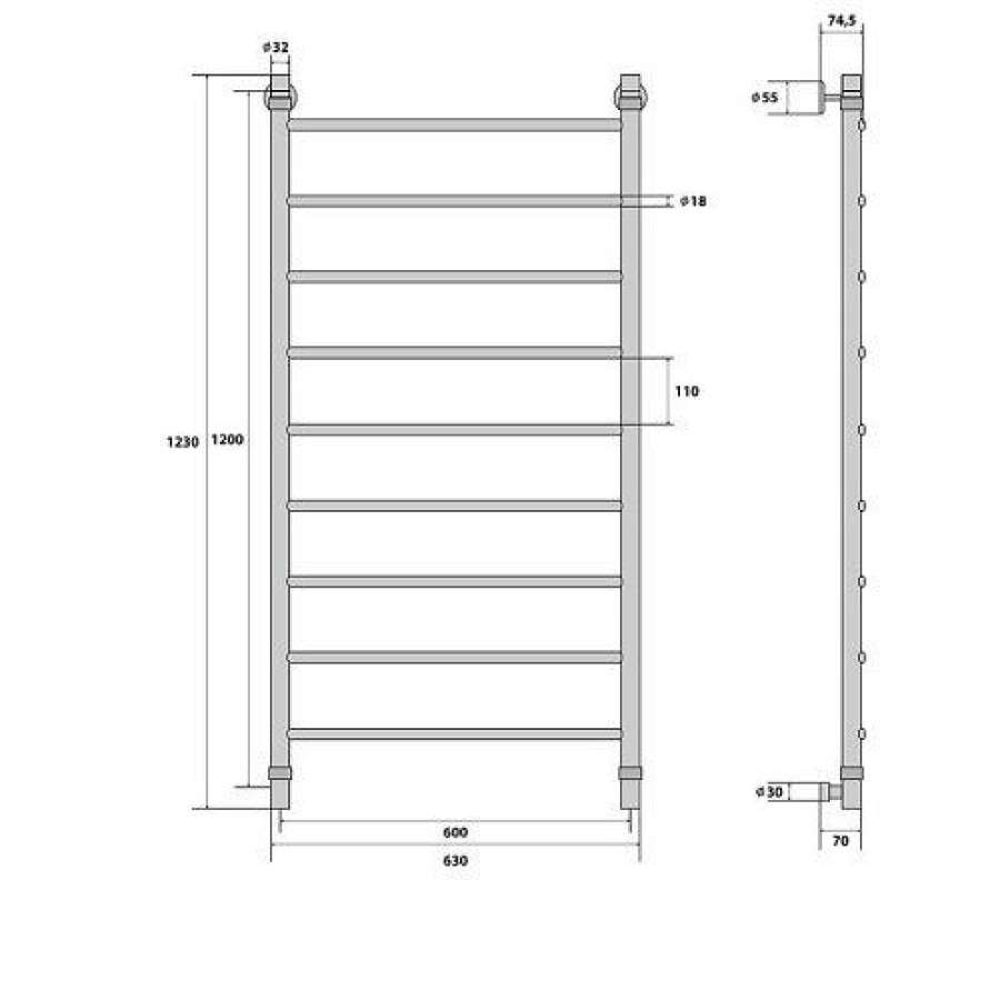 Полотенцесушитель водяной Energy Classic 1200x600