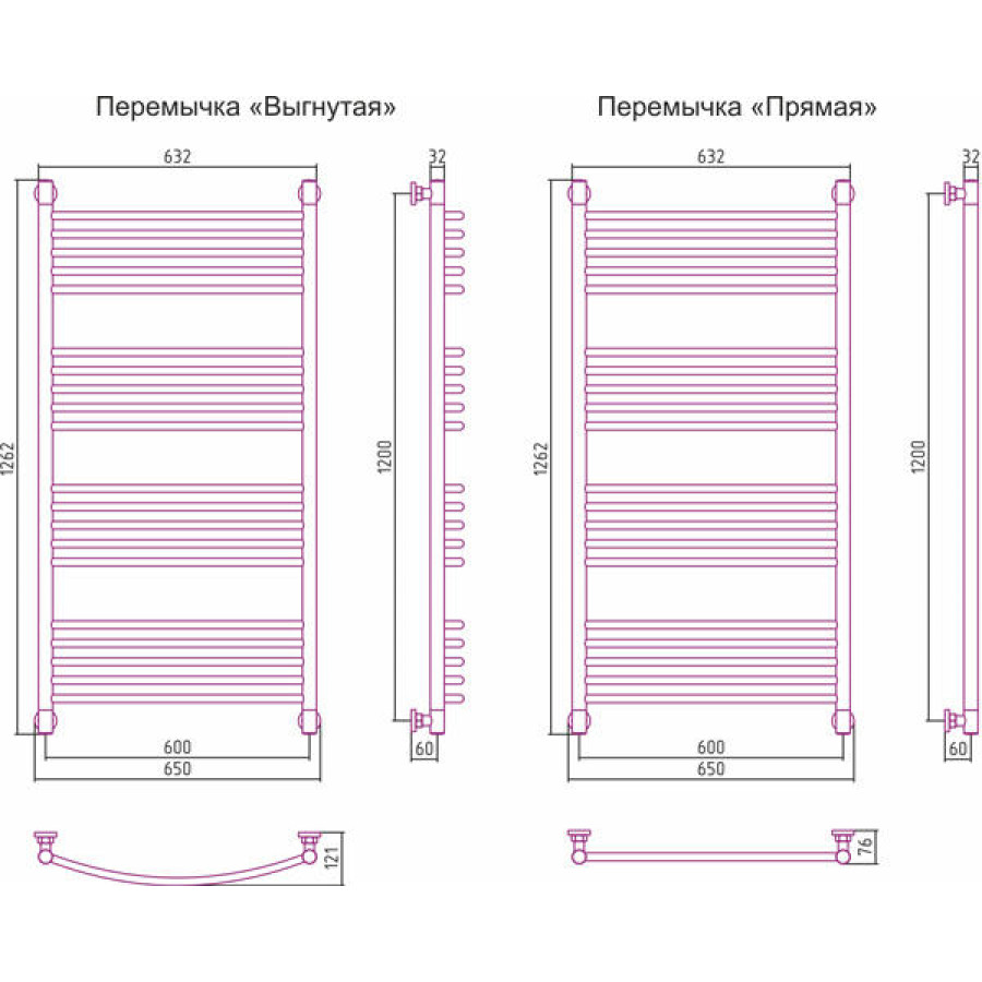 Полотенцесушитель водяной Сунержа Богема+ 120x60 00-0221-1260