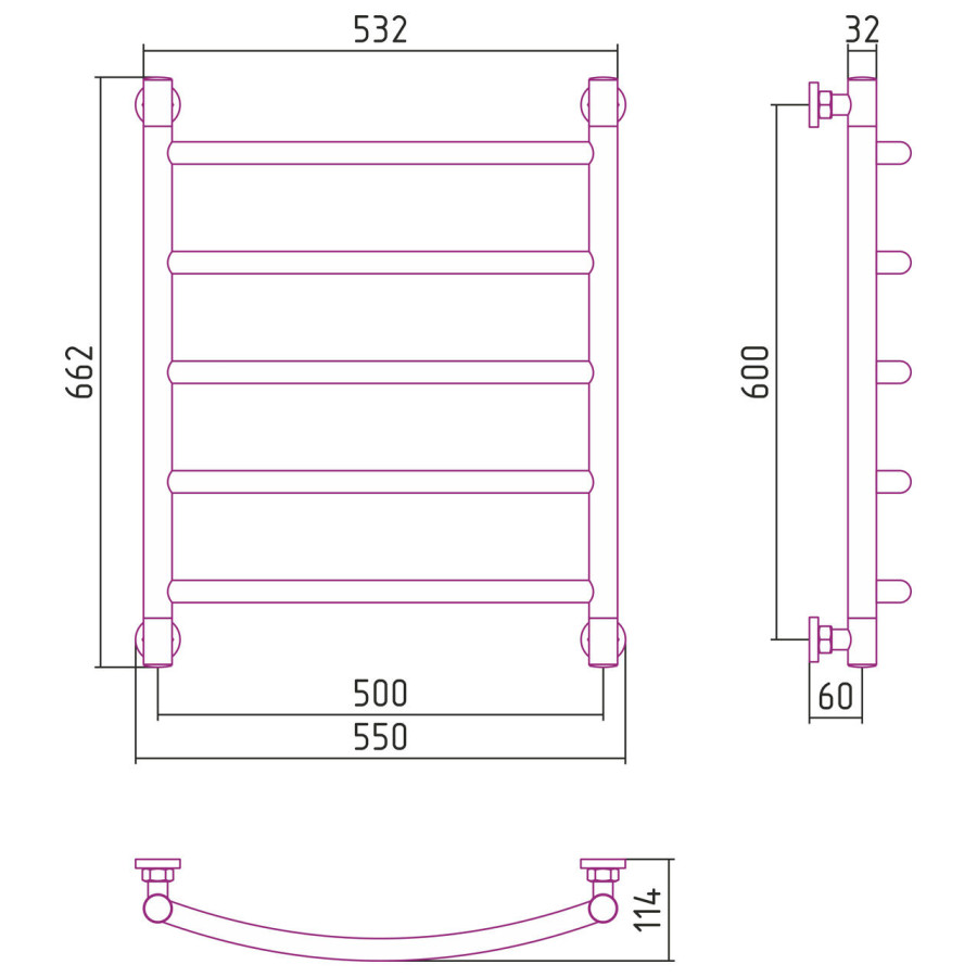 Полотенцесушитель водяной Сунержа Галант 60x50 00-0200-6050