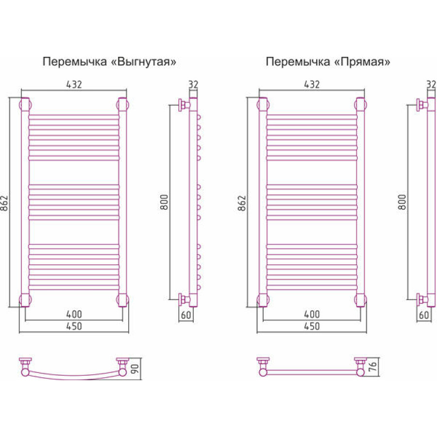 Полотенцесушитель водяной Сунержа Богема+ 80x40 00-0221-8040