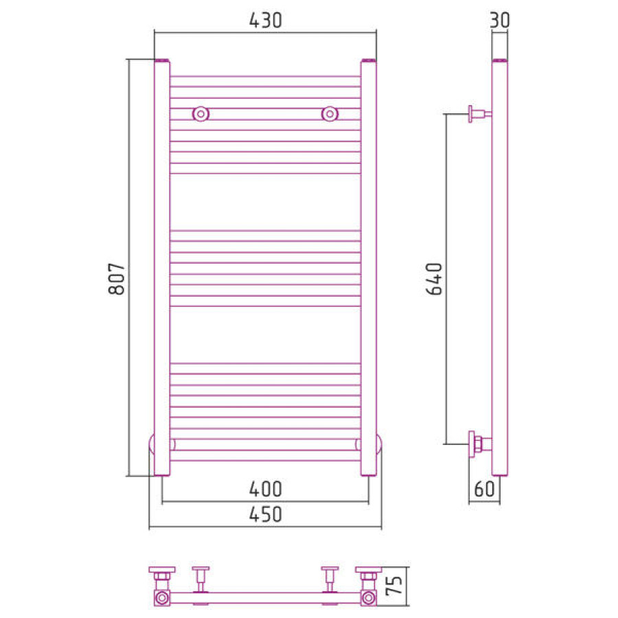 Полотенцесушитель водяной Сунержа Модус 80x40 00-0250-8040